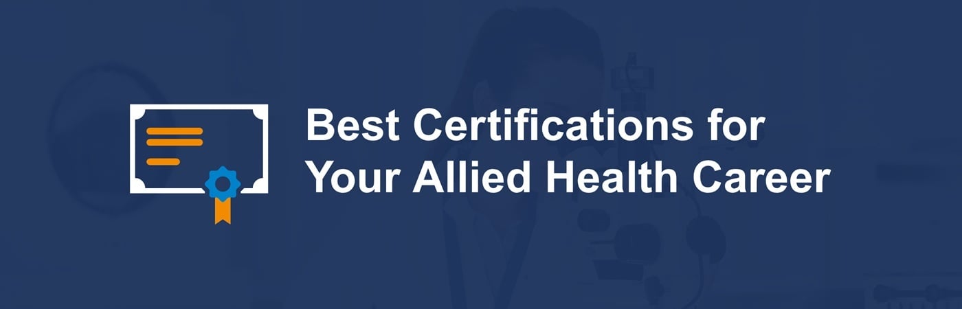 Banner image of the HealthTrust Workforce Solutions logo against a blue background with the text, 'Best Certifications for Your Allied Health Career'