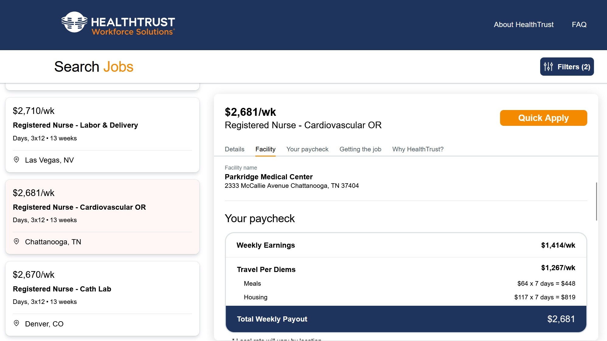 Full transparency on job details, facility, and pay