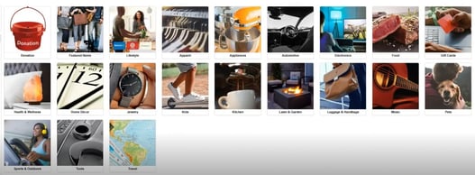 Screenshot of the HealthTrust VIP rewards program product categories